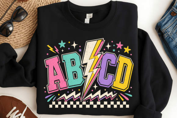 ABCD Lightning Bolt PNG: Electrify Your Back to School Designs