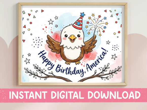 Celebrate with Happy Birthday America Eagle Wall Art