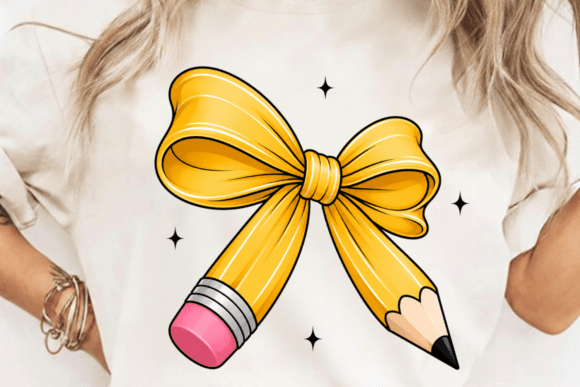 Coquette Pencil Bow Teacher PNG: A Whimsical Design Asset