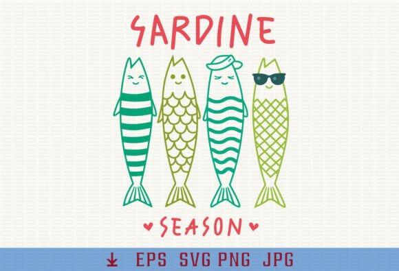 Hand Drawn Line Summer PNG Sardine SVG: Coastal Charm for Every Project