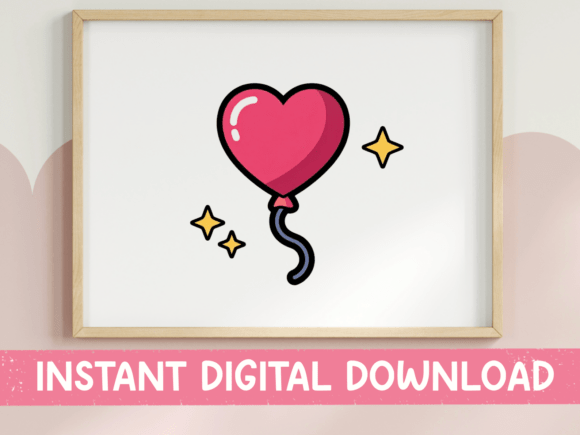 Heart Balloon with Gold Sparkles Sticker: A Design Asset That Pops