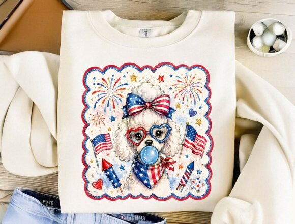 Patriotic Poodle PNG: Your Go-To Design Asset for July 4th