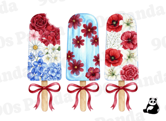 Patriotic Popsicle Ice Cream Summer PNG: Sweeten Your 4th of July Designs