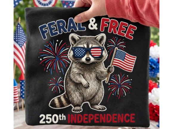 Patriotic Raccoon USA Flag T-Shirt: Bold Graphic for 250th