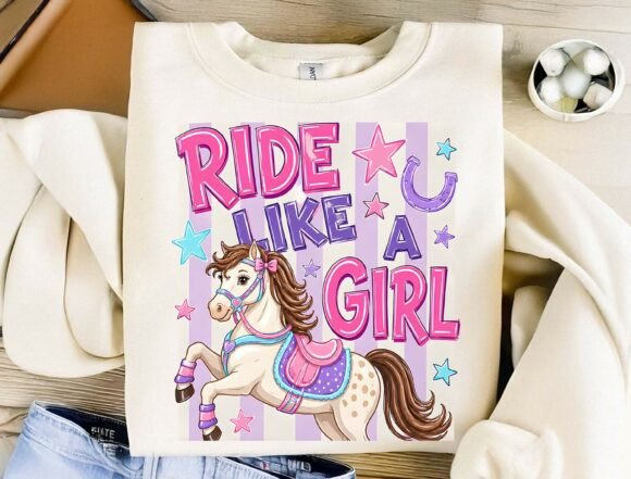 Ride Like a Girl Horse PNG: A Whimsical Design for Equestrian Creations