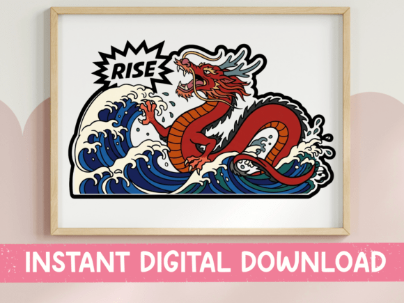 Rise Dragon Wave Tattoo Sticker Art: Unleash Your Brand