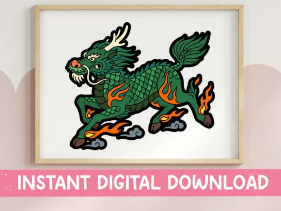 Unleashing the Green Fire Dragon Running Sticker Design