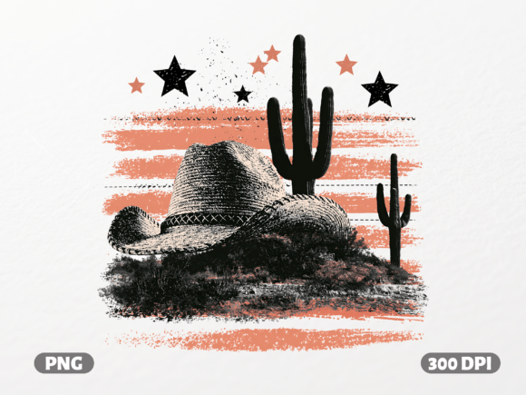 Western Cowboy Hat Cactus Desert PNG: A Rugged Graphic for Modern Projects