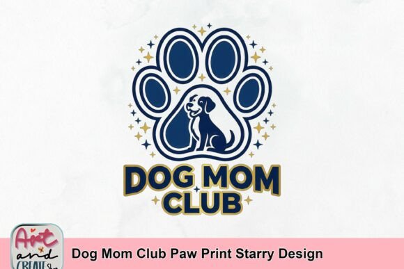 Whimsical Branding with Dog Mom Club Paw Print Starry Design